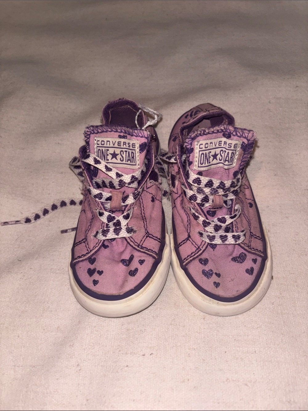 Converse Pink Kids High-Top Sneakers with Heart Accents